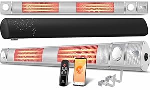 KESSER® Infrarot Heizstrahler 3000W IR-Gastro-Bar Inkl. LED Licht Terrassenstrahler Mit WiFi & Fernbedienung inkl. Schutzhülle Infrarotstrahler Quarzstrahler Terrassenheizer