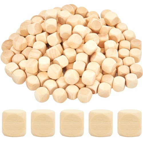 GORGECRAFT 150pz 12mm Dadi di Legno Vuoti Cubo di Legno Non Finito 6 Lati Angolo Rotondo Piccolo Blocco Quadrato Gioco Da Tavolo Forniture per Feste Stampa Graffiti Incisione Forniture Artigianato