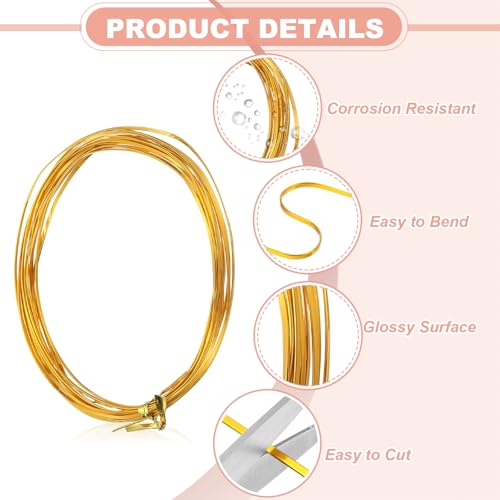 Image of uxcell 1 Rolls 24 Gauge Flat Aluminum Wire, 16.40 ft Soft Craft Wire for Flower Bonsai Crafts Carving DIY Bezel Sculpting Gem Metal Wrap, Yellow