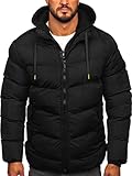 BOLF Hombre Chaqueta De Invierno Cierre de Cremallera Acolchada Ropa de Abrigo Jacket Cazadora Plumas Ocio Deporte Fitness Estilo Deportivoo 7325 Negro XXL [4D4]