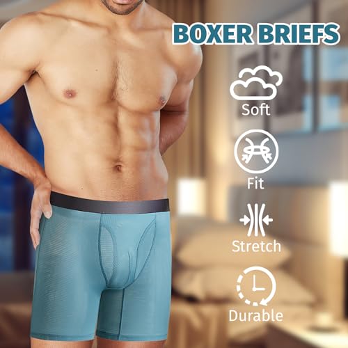 Men’s Boxer Briefs 5-Pack Ice Silk Underwear Men’s Pants Mesh Breathable Soft (5-Color)4