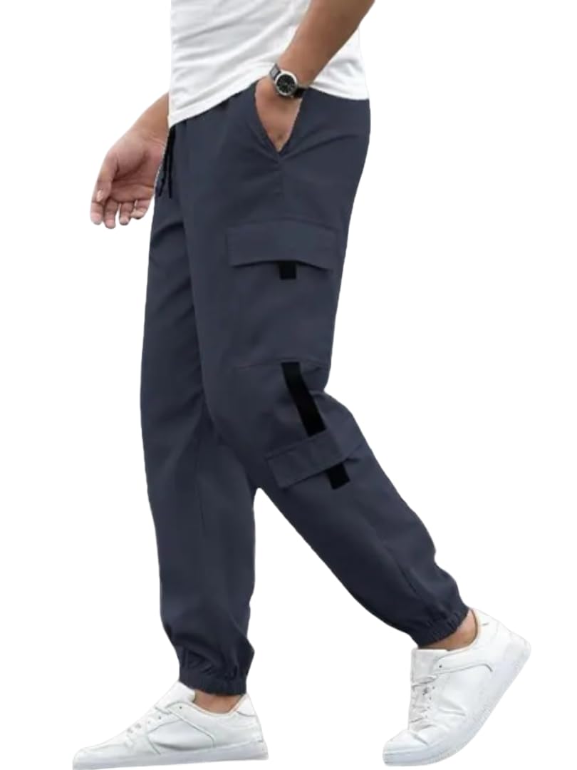 casual feel Men’s Cargo Pants | Lycra Blend Regular Fit | Solid Color Casual Trousers with Drawstring Closure | Comfortable Everyday Bottoms-picture-13