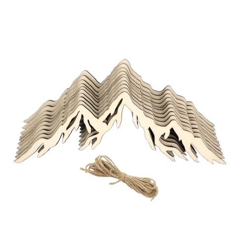 10 Pack 6 Inch Wood Mountain Cutouts Unfinished Wood Mountain Crafts Wooden Hanging Ornaments DIY Craft Gift Tags for Home Party Decoration