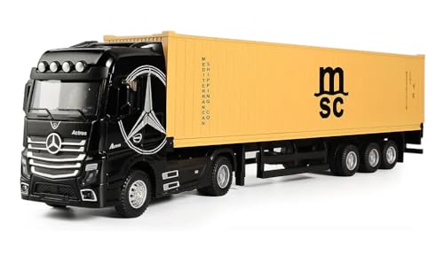 Image of 1 /50 Diecast Truck Toy Car Model Removable Transport Container Lorry Vehicle with Light Pull Back Toy Boys (Black)