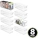 mDesign Plastic Video Game and DVD Storage Organizer - Game and Movie Disc Holder Bin with Handles for Home Media Console Stand and Closet Shelf - Ligne Collection - 8 Pack - Clear