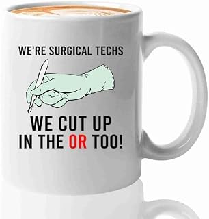 Luxe Gifting Taza de café de 325 ml, color blanco, con texto en inglés "We cut up - Medical Hospital Funny Quotes Care Medicine Uniforme Professional Stetoscopio Cirugía Quirúrgica Enfermedad