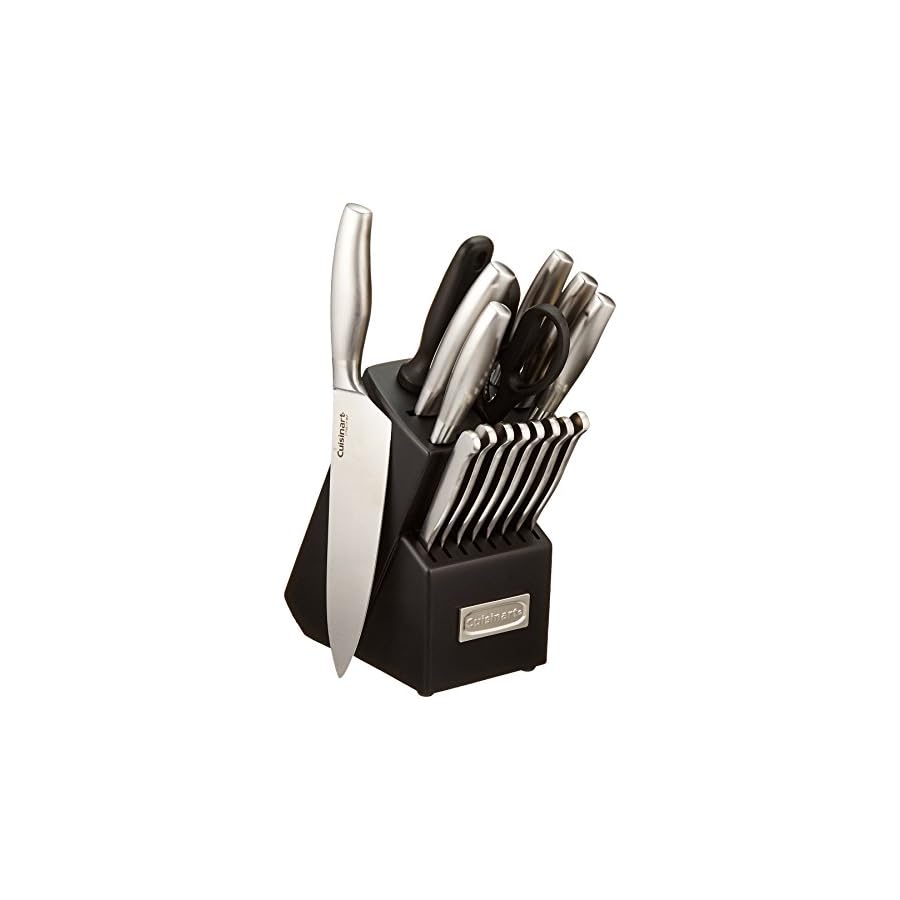Cuisinart-C77SS-17P-17-Piece-Artiste-Collection-Cutlery-Knife-Block-Set-Stainless-Steel CUISINART Block Knife Set, 17pc Cutlery Knife Set with Steel Blades for Precise Cutting, Lightweight, Stainless Steel, Durable & Dishwasher Safe, C77SS-17P