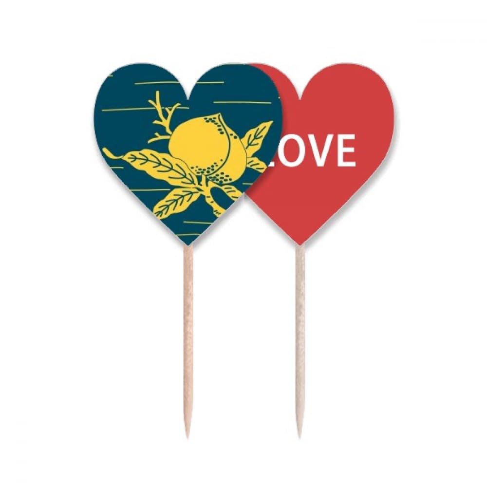 Cure-dents drapeau amour cœur cupcake pick décoration pêche jaune gateau