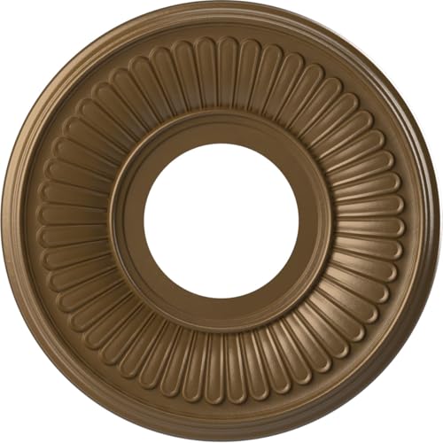 Image of Ekena Millwork CMP10BECCB Berkshire Thermoformed PVC Ceiling Medallion (Fits Canopies up to 4 1 /2 inch), 10 inchOD x 3 1 /2 inchID x 3 /4 inchP, Metallic Champagne Bronze