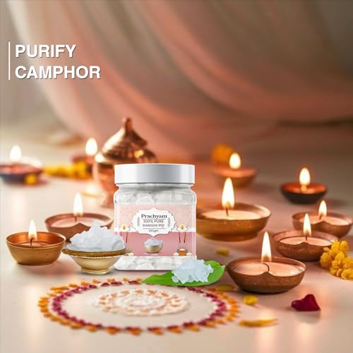 Image of 100% Pure Bhimseni Camphor Flakes 250g Jar | Zero Residue Natural Kapoor for Puja, Havan, Aromatherapy & Air Purification | Authentic Desi Kapur