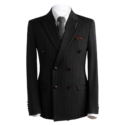 Costume 3 pièces homme rayé coupe slim avec veste croisée pour mariage