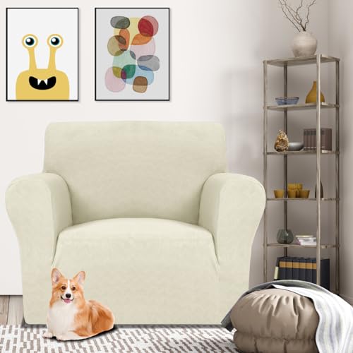 Sofa cover avec accoudoirs beige élastique contre les griffures de chat
