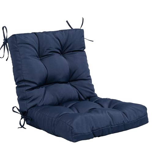 Image of QILLOWAY Outdoor Chair Cushion for Patio Furniture, Waterproof Patio Cushions with Ties, Fade Resistant Replacement Pads for Outdoor Rocking Chairs,Navy
