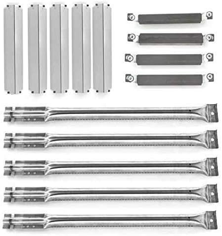 Repair Kit for Charbroil Commercial 463268806 BBQ Gas Grill Includes 4 Crossover Tube Burners, 5 Stainless Steel Burners and 5 Stainless Heat Plates
