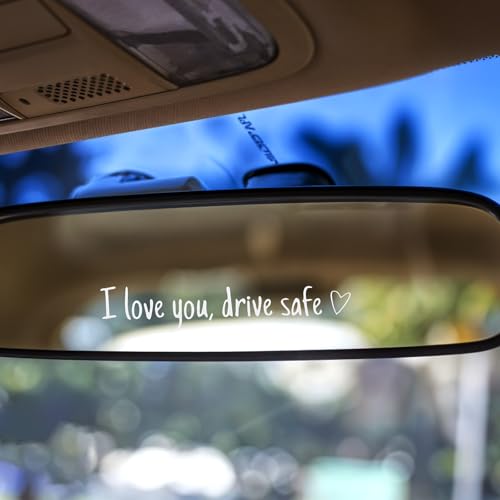 Image of I Love You Drive Safe Mirror Sticker, 4 Pack I Love You Drive Safe Rearview mirror stickers, Vinyl Tumbler Decal Sticker, Car Window Decals Funny Car Accessories for Girls Women