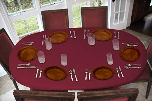 Covers For The Home Deluxe Elastic Edged Flannel Backed Vinyl Fitted Table Cover - Basketweave (Red) Pattern - Oblong/Oval - Fits Tables Up To 48" W X 68" L #TOP1