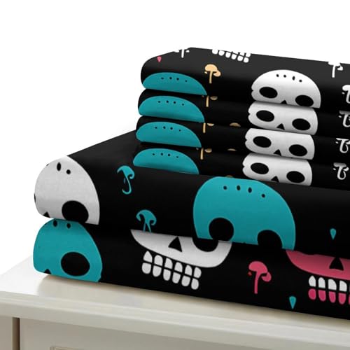 Drap de couette crâne 3D en microfibre lavable machine à éclair caché - 7
