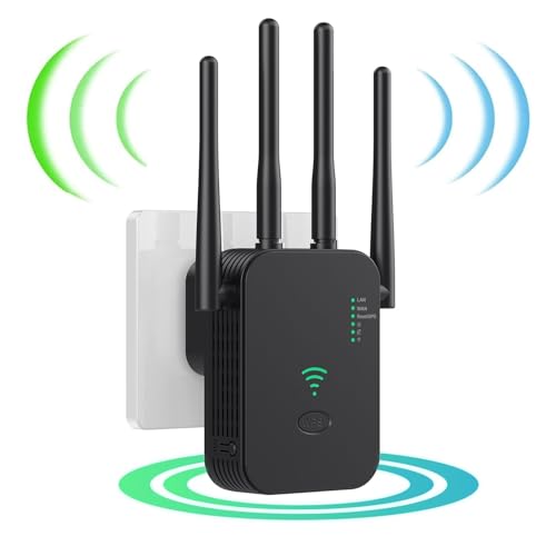 Ripetitore WiFi 1200Mbps Dual Band 5GHz/2.4GHz – 6 Antenne, 2 Porte LAN, Modalità Repeater/Router/AP, Per Casa E Ufficio