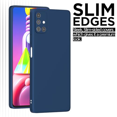 Image of Outlouders Back Cover for Samsung Galaxy M51 | Camera Protection | Durable Soft Matte Silicone Bumper Case (Blue)