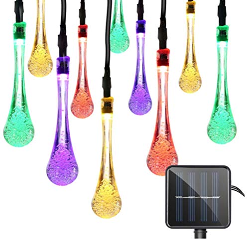 Preisvergleich Produktbild Peahop Wassertropfen Solarbeleuchtung, 30 LED 6,5 Meter Solar Lichterkette, Solarbetrieben Lichterkette für Außen Garten Party Weihnachts Dekoration