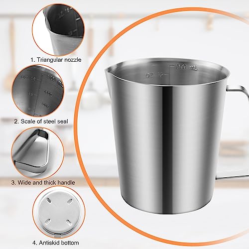 HiCOZZIE Stainless Steel Measuring Cup with Handle and Pour Lip, with ...