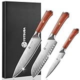 YOTSUBA Messerset 3-teilig, Japanisches Küchenmesser set Hochwertigem Carbon Edelstahl, Ultra Scharfes Messer Set mit Chefmesser Santokumesser Allzweckmesser