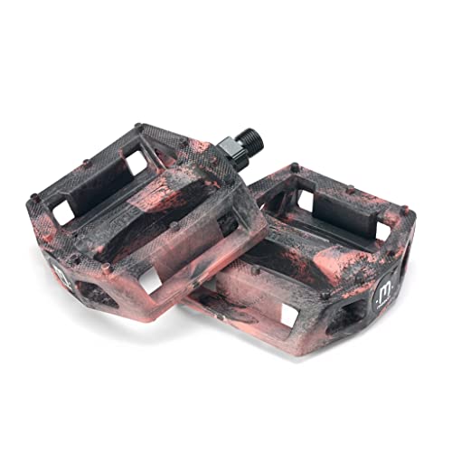 Mission BMX Impulse - Pedales de plástico para BMX, Color Negro y Rojo Oscuro