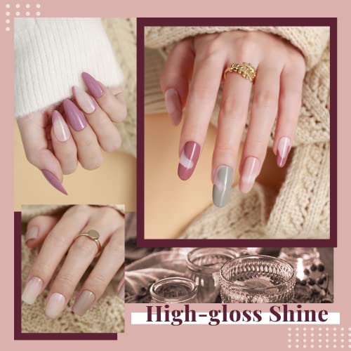 Beetles Gel Nail Polish Kit With U V Light Starter Kit, 6 Colors Nude Purple Beige Eucalyptus Green Gel Polish With 48W Nail Lamp Base Top Coat Manicure Diy Home Gifts For Women Girls #TOP4