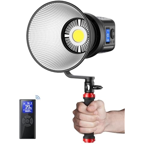 RALENO 80W LED Video Light with 2.4G Remote Control, 7200Lux CRI95+ Studio Lights with Cooling Fan and Bowens Mount, Photography Light on Continuous Output Lighting for YouTube TikTok Video Recording Cover