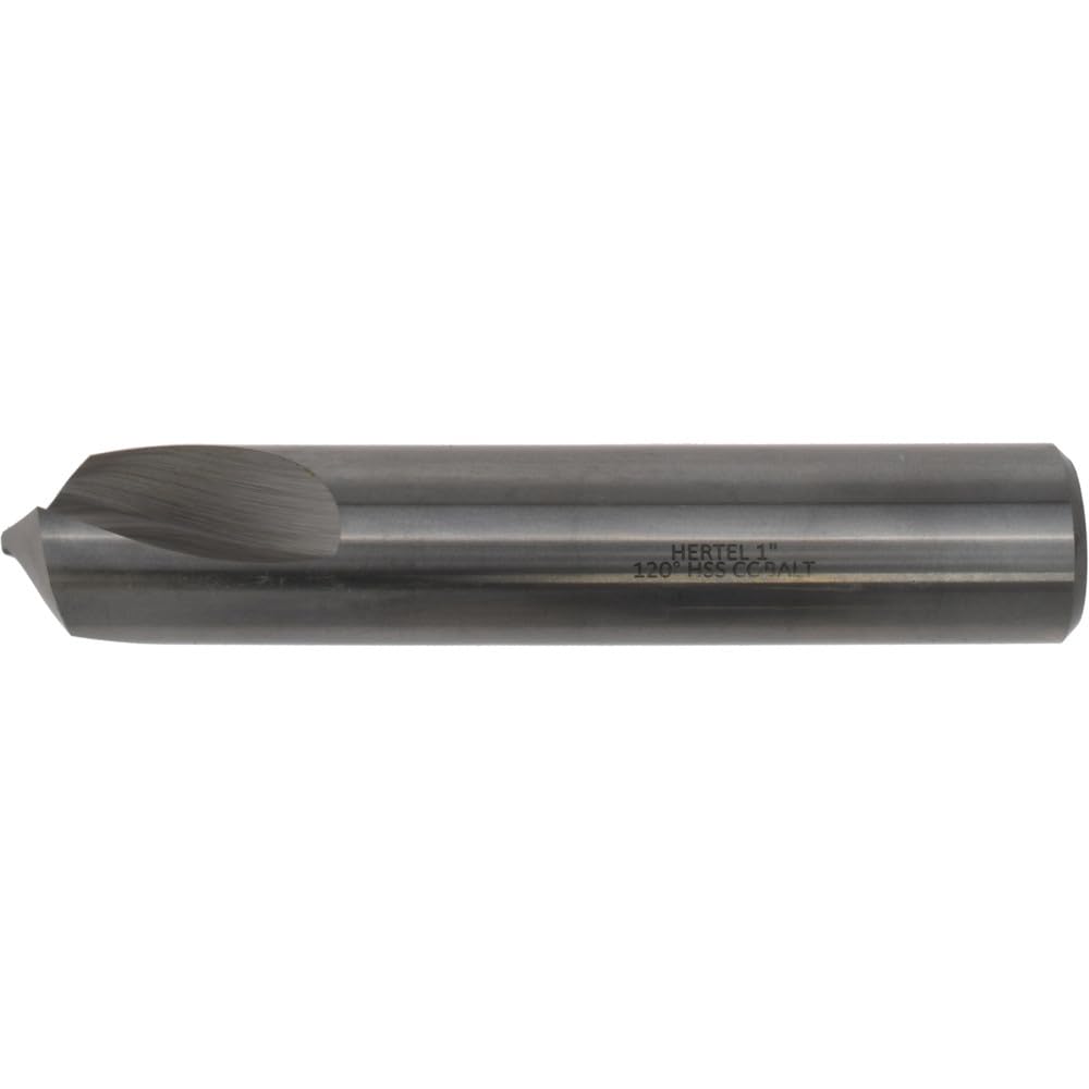 Hertel Spotting Drill, 1" Diameter, Cobalt M-35 HSS-E, 1" Shank Diameter, Bright/Uncoated Finish, 120 Degree, 1-3/4" Flute Length, 5-3/8" OAL, Right Hand Cut