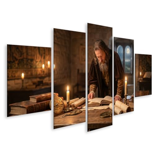 Tableau sur toile polyptyque islandburner de 5 pièces, décoration murale moderne