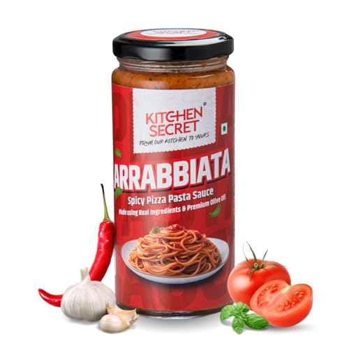 Image of Kitchen Secret Arrabbiata Spicy Red Pizza Pasta Sauce 390g - For Pasta, Spaghetti, Pizza, Sandwiches, Wraps, Quality Ingredients, No Preservatives, Taste of Italy (Pack of 1)