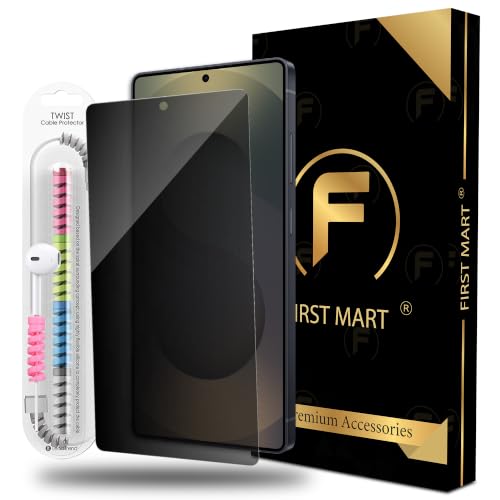 Image of FIRST MART Borderless Privacy Tempered Glass for Samsung Galaxy S25 Ultra with Cable Protector | Anti-Spy Edge-to-Edge Screen Guard, Case-Friendly | Pack of 1