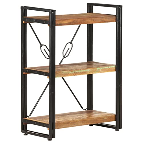 Kagoono 3-Tier Bookcase,Bookshelf With 3 Shelves,Display Rack Cube Unit,Filing Cabinet Storage Organizer Industrial Style,23.6" X 11.8" X 31.5",Solid Reclaimed Wood,Multicolour #TOP6