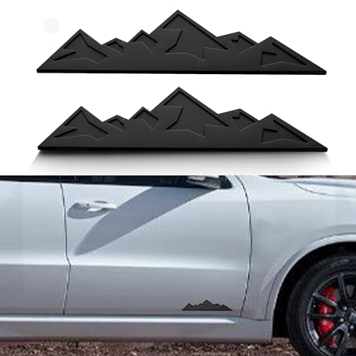 Image of Snow Mountain Emblem for Car, 2 PCS 7 Inch Mountains Graphic Logo Badge, Trunk Tailgate Emblem, Car Exterior Accessories, Matte Black ABS Material, Universal Fit for Car Truck SUV Pickup RV