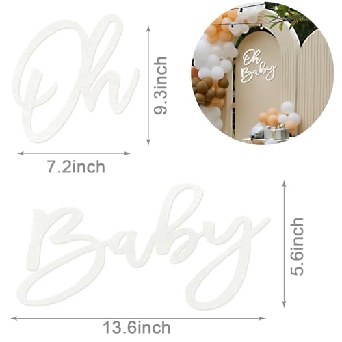 Image of Oh Baby Sign for Baby Shower Backdrop - Felt Oh Baby Sign Party Banner Boy Girl Baby Shower Decorations Gender Reveal 1st Birthday Party Photography Background - White
