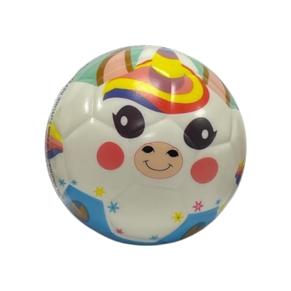 15 cm Animal Face Football - Soft Mini Sports Ball for Kids Cute Cartoon Animal Design, Indoor/Outdoor Play (Unicorn)