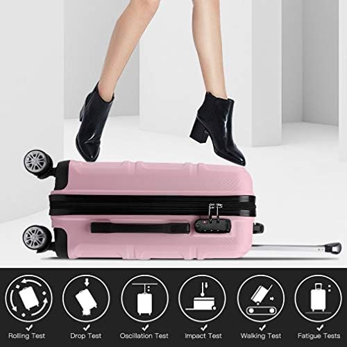 Kono 55cm Hard Shell Cabin Case 38L Carry On Hand Luggage 4 Wheeled Spinner Suitcase with TSA Lock (Pink)