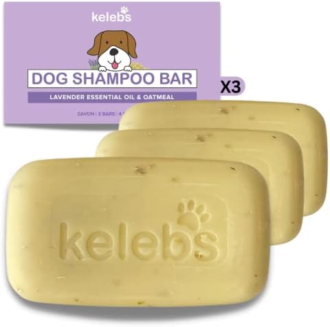 Kelebs Dog Shampoo | Allergies and itching | Dog Shampoo for Sensitive Skin | Puppy Shampoo | All Natural Dog Soap Bar with Lavender Oil & Oatmeal | for Smelly Dogs, Zero Plastic Vegan 3PCS