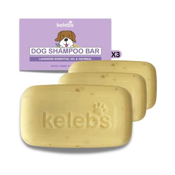 Kelebs Natural Dog Shampoo Bar Anti-Itching | Puppy Shampoo | Calming Sensitive Skin Soother Lavender Essential Oils Smelly Dogs Oatmeal, Triple Mild Soap Organic Ing Zero Plastic Vegan 3 Pack Kelebs Natural Dog Shampoo Bar Anti-Itching | Puppy Shampoo | Calming Sensitive Skin Soother Lavender Essential Oils Smelly Dogs Oatmeal, Triple Mild Soap Organic Ing Zero Plastic Vegan 3 Pack