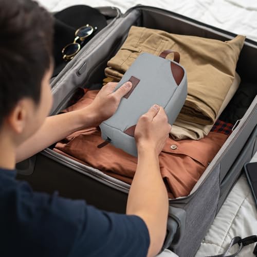 Eccliy 6 Set Groomsmen Gifts Men Toiletry Bags Men's Travel Shaving Kit Bathroom Bags Water Resistant Toiletry Case for Wedding Groomsman Proposal Gift Travel Accessories(Light Gray, Brown)3