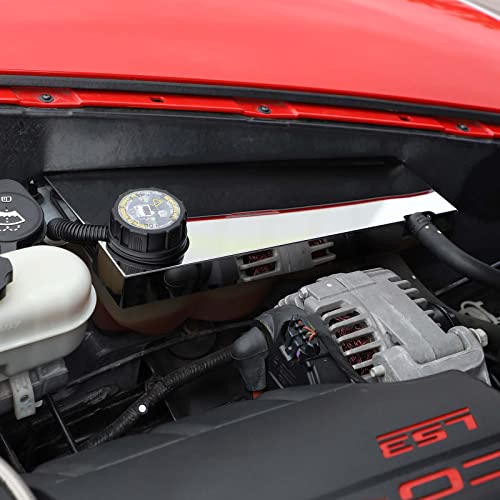 Image of Engine Bay Panel Cover for C6 Corvette 2005-2013, Stainless Steel Rear Engine Cover Guards Protector Splash Shield, Fuse Box Cover (Type L Cooling Liquid Pot Baffle)