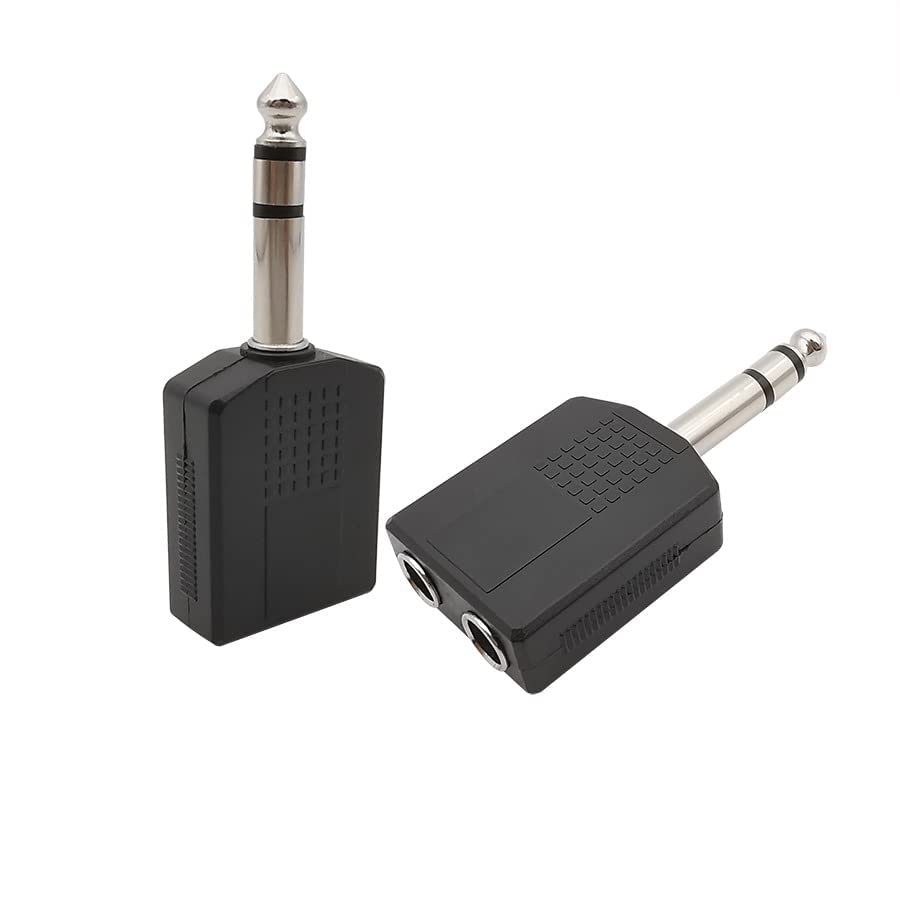 Image of [ 4 Pieces ] 1 /4 inch Mono to 2 x 6.35mm Female Splitter & 1 /4 inch Mono to 2 x 6.35mm Female Splitter ; Headphone Microphone Splitter Converter ; Audio Jack Plug Adapter 6.35 mm Male Splitters