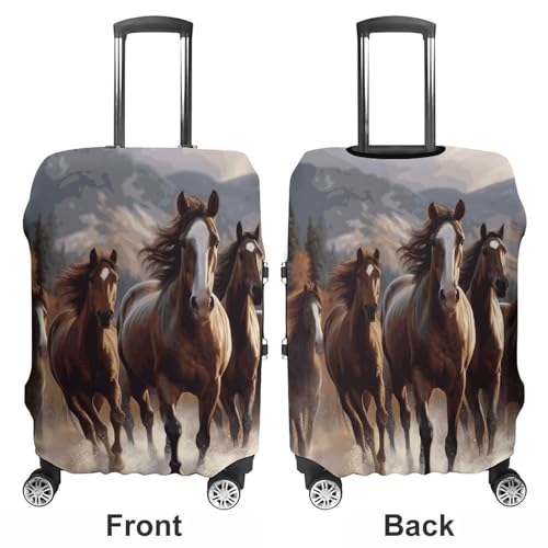Horses Printed Luggage Cover Protector, Fits 18-32 Inch Luggage3
