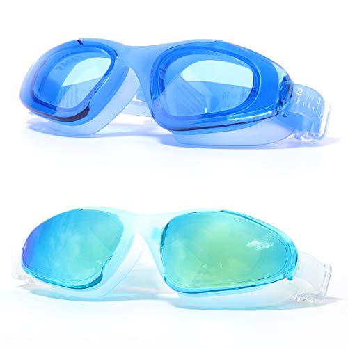 CAPAS 2 Packs Swim Goggles Bundle for Youth Adult Men Women Triathlon Swimming Goggles No Leaking Anti Fog UV Protection Crystal Clear Vision