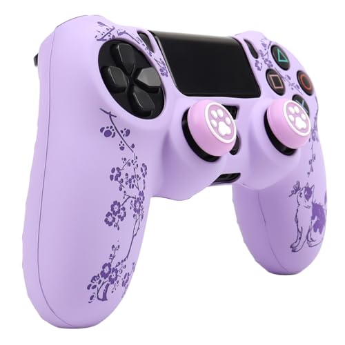 Image of Cat Among Blossoming Branches Design Controller Skin Cover with 2 Thumb Grips Compatible with PS4 /Playstation 4 Slim /Pro Controller
