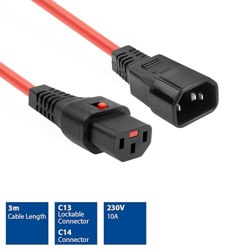 Act AK5196 Cavo Di Alimentazione Nero/Rosso 3 M Accoppiatore C14 Accoppiatore C13 - Cavi Elettrici (3 M, Male Connector/Female Connector, Accoppiatore C14, Accoppiatore C13, 230 V, Nero/Rosso - 2