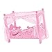 Perfeclan Puppenbett mit Baldachin Decke & Kissen Passend für 25cm Mellchan Baby Dolls Pink