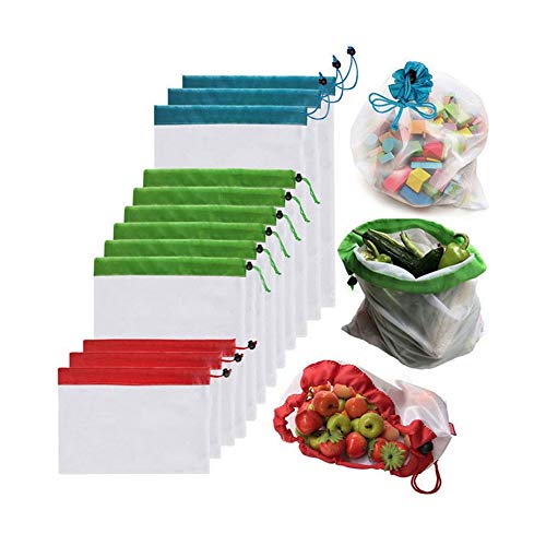 Nishore Sacos de malha reutilizáveis para produtos de malha Bolsa de armazenamento de malha de náilo