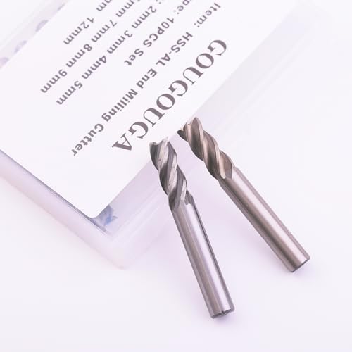 Image of Milling Cutter 10Pcs Set HSS CNC Straight 4 Flute End Mill Bits for Wood, Aluminum, Steel, Copper,Iron
